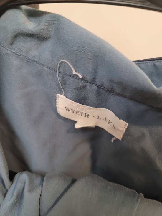 LAKE Wyeth Blue Pajama Set Long Sleeve Pant Size M Cotton - Picture 2 of 3